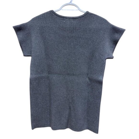 Little Lies dark grey knitted short sleeve top size M NWT - Picture 2 of 2